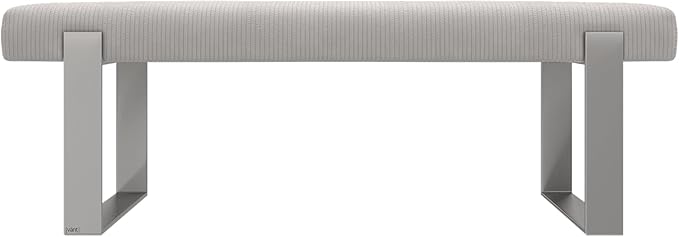 VANT Upholstered Bed Bench - Ribbed Stone - Brushed Nickel - Contemporary Modern, Bedroom Bench Seat, Hallway, or Entryway
