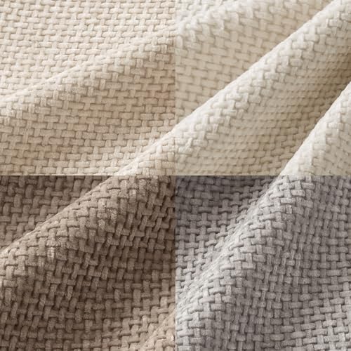 MIULEE Decorative Chenille Pillow Covers Neutral Beige 18x18 Pack of 4 - Image 2
