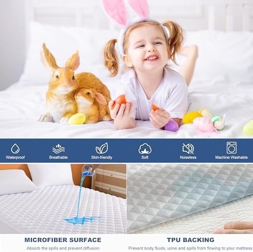 GRT Full XL Waterproof Mattress Protector, Hollow Cotton Mattress Pad - Image 3