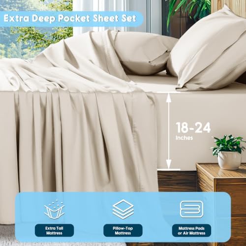 SONORO KATE 1000 Series 100% Egyptian Cotton King Sheets, Extra Deep Pocket - Image 2