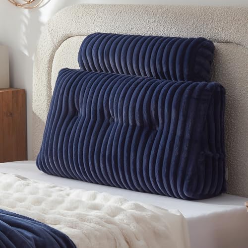 Headboard Pillow + A Long Neck Roll Pillow Body Pillow，Faux Fur Headboard Wedge - Image 2