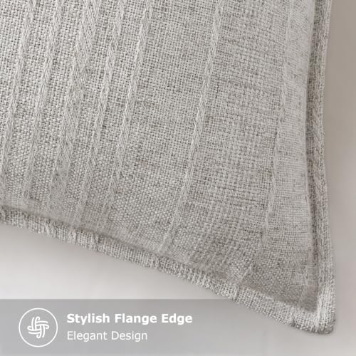 decorUhome Light Grey Textured Linen Throw Pillow Covers 20x20 Set of 2 - Image 3