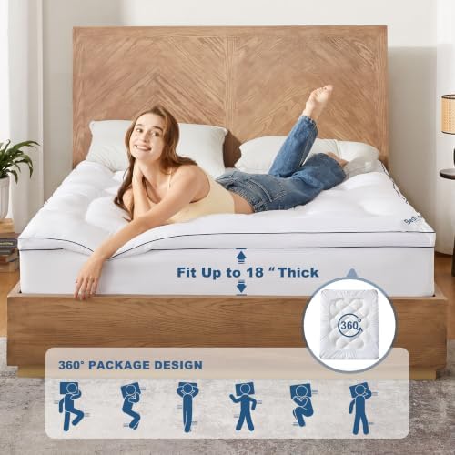 BEDLORE King Mattress Topper, Thick Pillow Top Bed Cover Soft Mattress Pad - Image 5