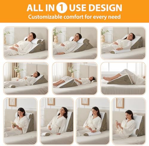 Ruqmuis Wedge Pillow Set for After Surgery, Incline Pillow Wedge for Headboard - Image 2