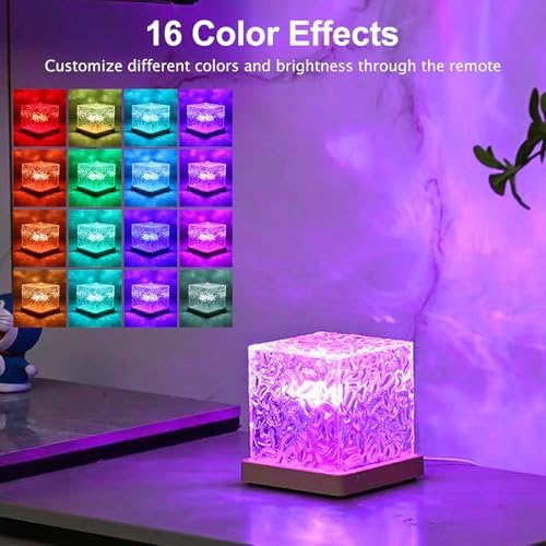 Avkast Ocean Wave Projector Light with Solid Wood Base,4.5" Mood Lighting Ambient Lighting with 16 Colors & Dynamic Ripple Effect, LED Night Lights Northern Projector for Bedroom Bathroom Room Decor - Image 3
