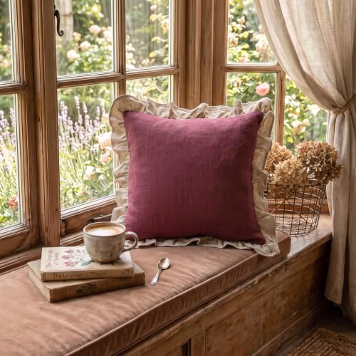 patdrea Vintage Red Linen Throw Pillow Covers - Image 4