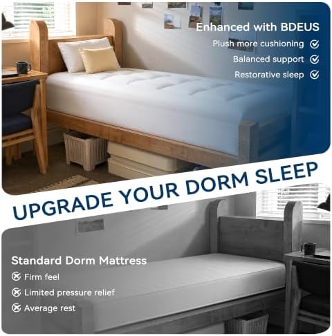 BDEUS Dual Layer 5 Inch Memory Foam Mattress Topper Twin XL Size - Image 2