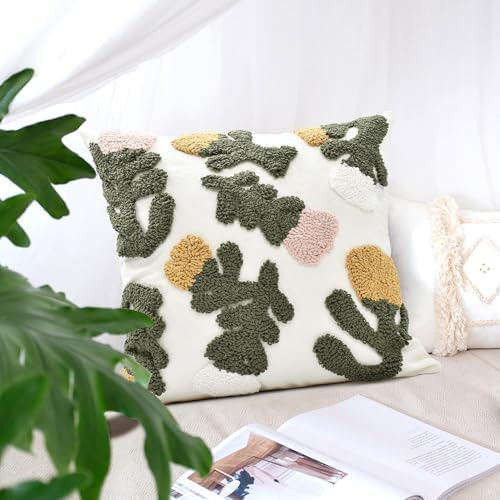 Throw Pillow Covers 18x18 Boho Tufted Fall Floral - Image 4