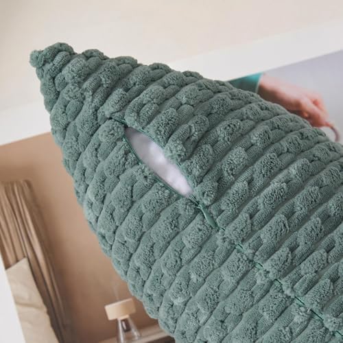Kevin Textile Soft Corduroy 14"x20" Lumbar Pillow Cover 1 Pack, Teal Green - Image 3