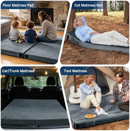 CYMULA Memory Foam Camping Mattress Pad, Sleeping Mat, Portable Roll Up Mattress - Image 4