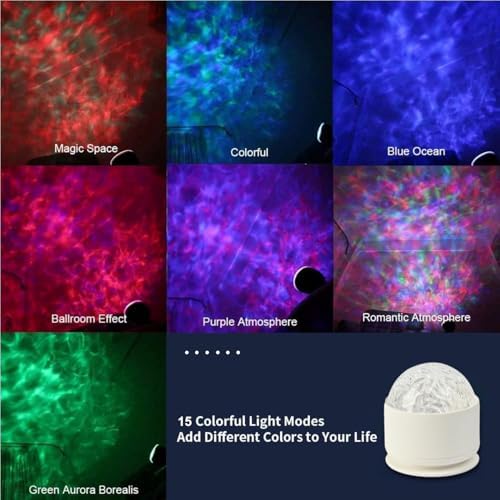 2 Pack Calming Sensory Lights,Sensory Toy for Kids with Autism,Ocean Light Projector with 15 Color Patterns,Light Projects Water Ripple Effects onto Walls and Ceilings,Autism Toy for Children & Adults - Image 6