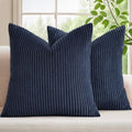 Mecatny Corduroy Decorative Throw Pillow Covers 20x20 Set of 2 Deep Blue by Mecatny