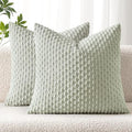MIULEE Decorative Throw Pillow Covers 16x16 Light Green Textured Corduroy by MIULEE