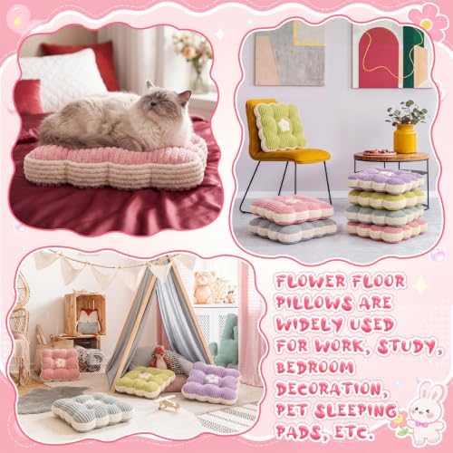 Reginary 4 Pcs Flower Pillow Flowers Shaped Throw Pillows Cute Flower Seating - Image 7