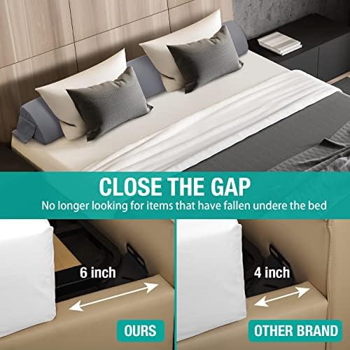 Vekkia Full Bed Wedge Pillow for Headboard Gap, Bed Gap Filler Gray - Image 3