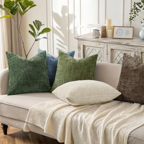 decorUhome Textured Chenille Throw Pillow Covers 20x20 Set of 2 Blue - Image 6