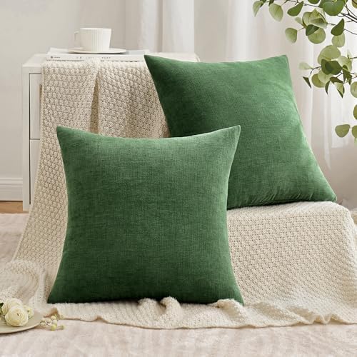MIULEE Moss Green Chenille Couch Throw Pillow Covers - Image 5