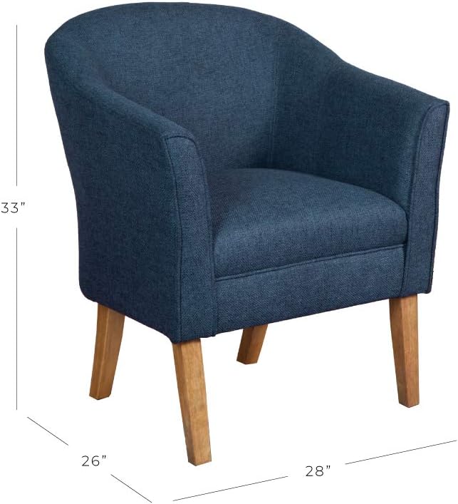 HomePop Barrel Shaped Accent Chair,Arm Rest, WOOD AND POLYESTER,Blue Medium