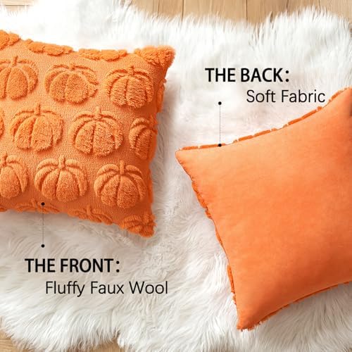 MIULEE Fall Pillow Covers Pumpkin Fall Decor 26x26 Orange - Image 6