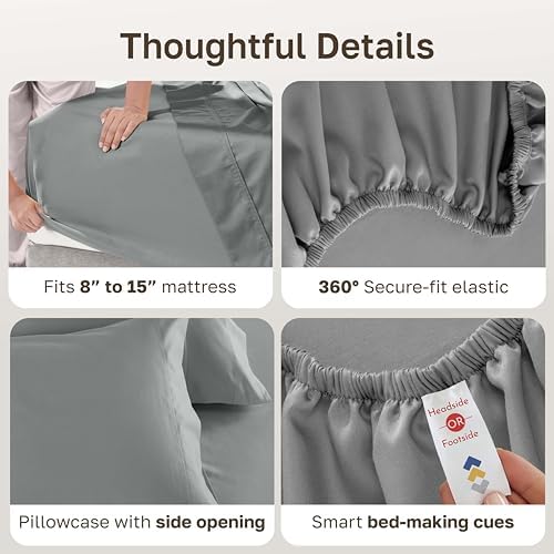 California Design Den 600 Thread Count Twin XL Sheet Sets, Mist Grey - Image 5