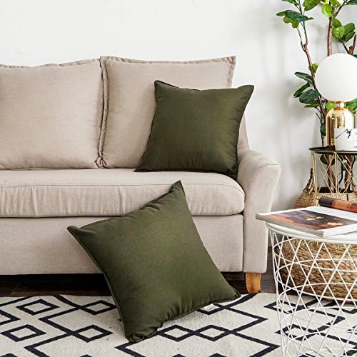 Jeanerlor Set of 2 Decorative 26"x26" Cotton Linen Chair Throw Pillow Case Green - Image 3