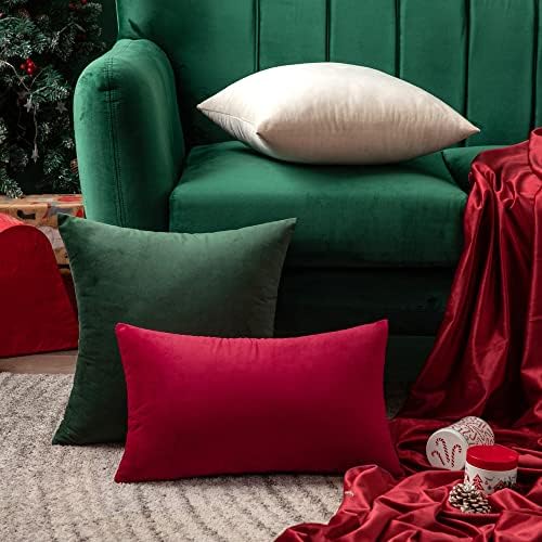 MIULEE 12x20 Inch Lumbar Velvet Throw Pillow Cover Set of 1 Red - Image 5