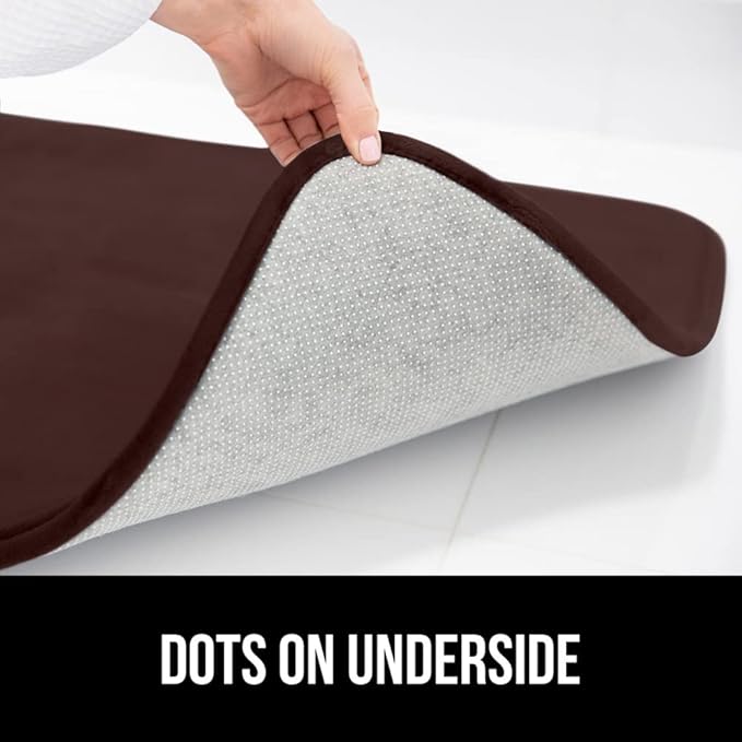 GORILLA GRIP Memory Foam Bath Mat, Soft Absorbent Velvet Bathroom Mats, Durable Dots on Underside, Machine Washable Bathmat, Carpet Rug Room Decor for Shower Tub Floor RV, 36x24 Rugs, Brown
