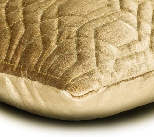 The HomeCentric Gold Pack of 2, Velvet Lattice, Trellis & Quilted Oblong Pillow - Image 2