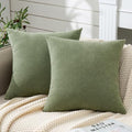 GAWAMAY Decorative Square Sage Green Throw Pillow Covers 18"x18" Inch Set of 2 by GAWAMAY