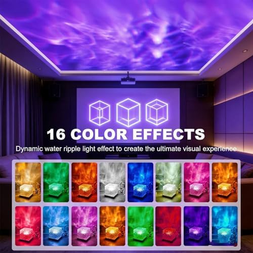 Ocean Wave Projector Light, 16 Colors Changeable Ocean Lamp with Remote, 3D Holographic Water Ripple, Romantic Ambient Lighting for Meditation, Relaxation, Bathroom, Night Light - Image 2