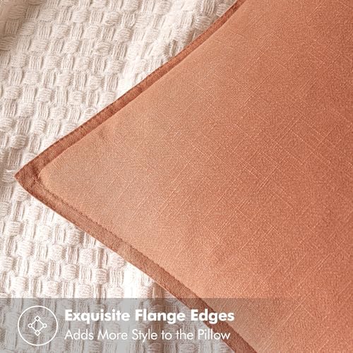 MIULEE Decorative Linen Pillow Covers 20x20 Inch Coral - Image 2