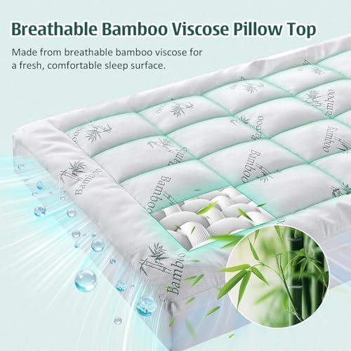 DOWNCOOL Full Mattress Topper Memory Foam, Viscose Derived from Bamboo - Image 4