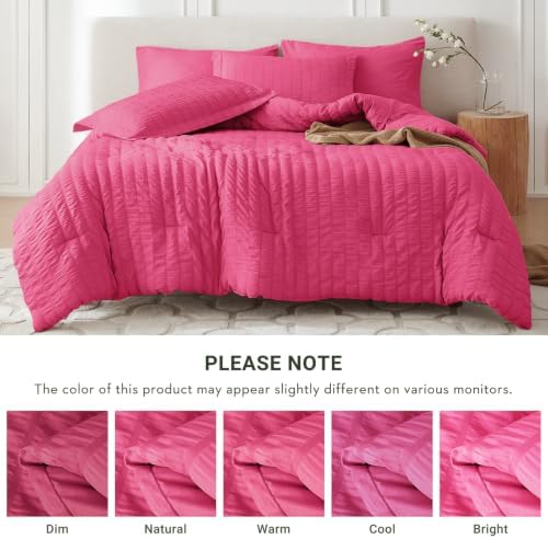 MUXHOMO 7 Pieces Oversized King Comforter Set, Seersucker Bed in a Bag - Image 5