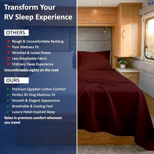 Cottingon 4 Piece RV King Sheets Fits 15" Deep, Egyptian Cotton - Image 5
