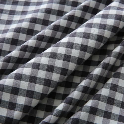 Mywinlle Black/White Plaid Gingham Ruffle Pillow Shams Queen Size 20"x30" - Image 4