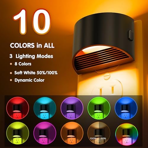 L LOHAS LED Night Lights Plug into Wall, 8 Colored Kids Night Light, 2 Pack - Image 2