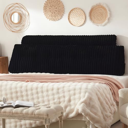 Headboard Pillow + A Long Neck Roll Pillow Body Pillow，Faux Fur Headboard Wedge - Image 2