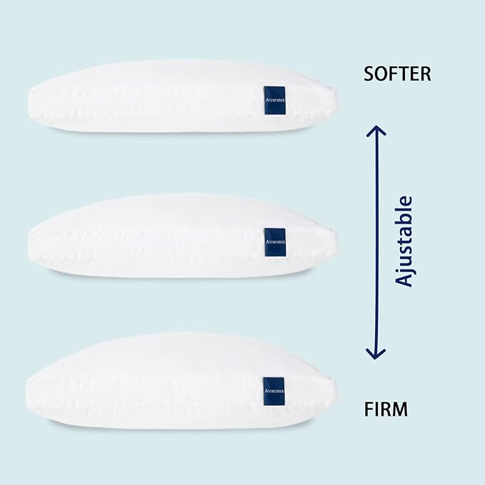 ACCURATEX Hybrid Pillow for Sleeping, Adjustable Shredded Memory Foam Pillow Core with Fluffy Down Alternative Fill Removable Cotton Cover,for Side,Back,Stomach Sleepers,Queen Size