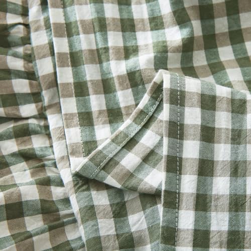Mywinlle Sage Green Gingham Plaid Ruffle Throw Pillow Covers 18"x18" - Image 5