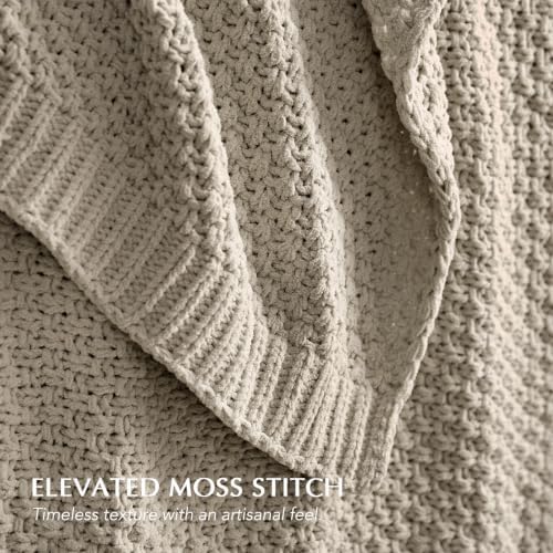 EVERGRACEHOME Chunky Chenille Knit Throw Blanket, 90 x 90, Warm Gray - Image 4