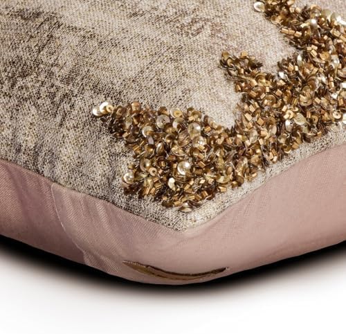 The HomeCentric Decorative Gold 12"x26" Lumbar Pillow Cover, Linen Foil - Image 2
