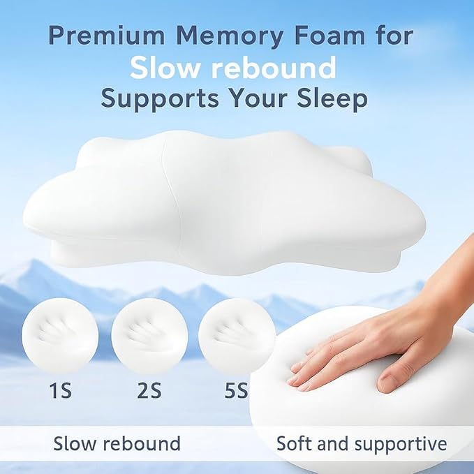 Extra High Loft Cervical Pillow for Side Sleepers, 6.30" Ergonomic Memory Foam Pillow for Broad Shoulders, Dual-Height Design, Washable Cover