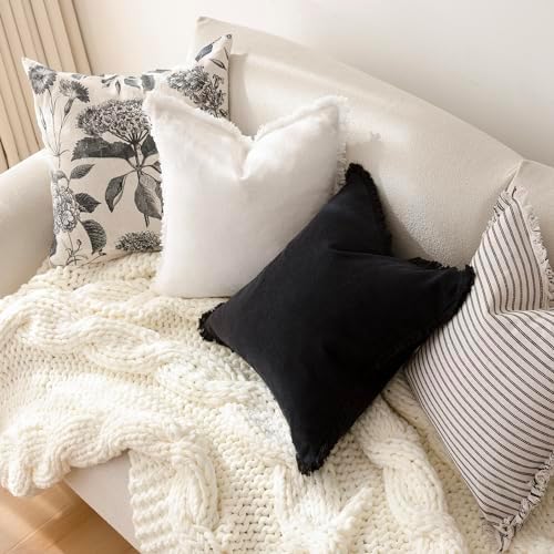 Foindtower Decorative Linen Fringe Throw Pillow Covers 22×22 Inch - Image 6