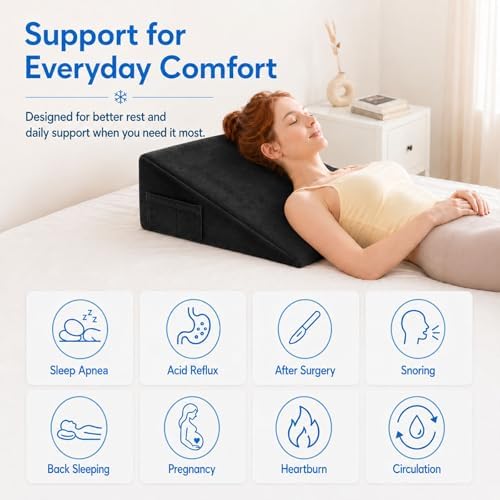 OAISZ Wedge Pillow for Sleep Apnea, 12-Inch Memory Foam Top - Image 6