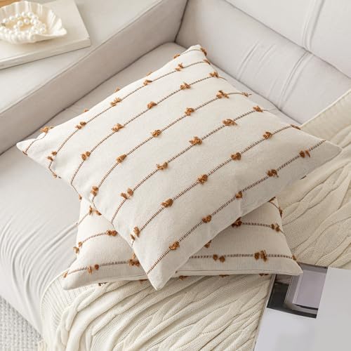 YEENAASY Boho Throw Pillow Covers 18x18 Set of 2 Farmhouse Pillow Cases - Image 2