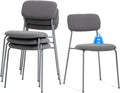 Stackable Chairs Set of 4, Indoor Dining & Waiting Room Chairs, 4-Pack, Grey.
