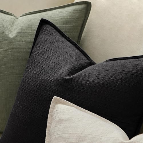 MIULEE Thick Textured Decorative Throw Pillow Covers 18x18 Inch Black - Image 3