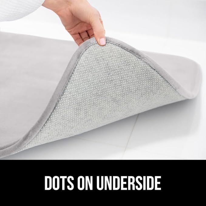 GORILLA GRIP Memory Foam Bath Rugs, Soft Absorbent Velvet Bathroom Mats, Durable Dots on Underside, Machine Washable Bathmat, Carpet Rug Room Decor for Shower Floor, 36x24 Mat, Light Gray