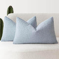 Foindtower Cozy Textured Boucle Lumbar Throw Pillow Covers 12x20 Light Blue by Foindtower