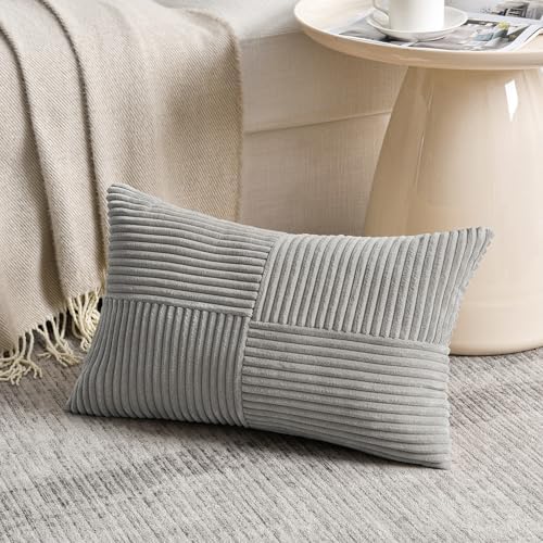 Fancy Homi 2 Packs Grey Lumbar Decorative Throw Pillow Covers 20x28 Inch - Image 2